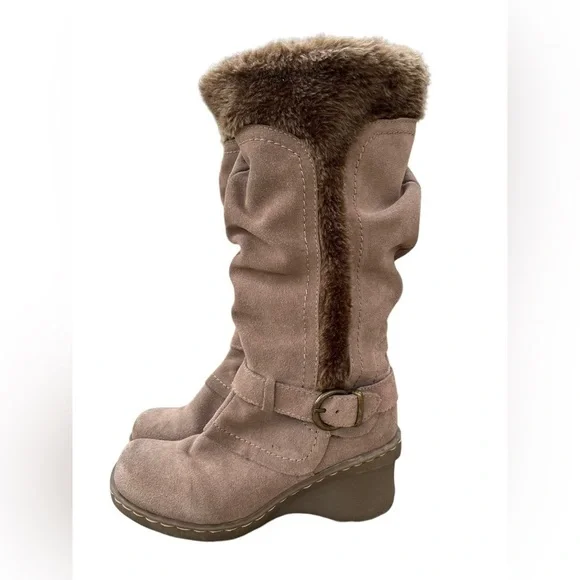 BareTraps Shoes Baretraps Collette Suede Wedge Boots Faux Fur Lined Buckle Detail Poshmark